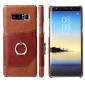 Genuine Real Leather Buckle Ring Back Case Cover for Samsung Galaxy Note 8 - Brown