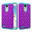 Cute Girls Women Bling Glitter Hybrid Full Body Phone Case Cover For LG Tribute Dynasty / Aristo 2 - Purple&Teal