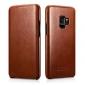 ICARER Curved Edge Genuine Leather Flip Case For Samsung Galaxy S9+ Plus - Brown