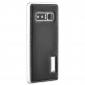 Aluminum Metal Bumper Genuine Leather Kickstand Case for Samsung Galaxy Note 8 - Silver&Black - Click Image to Close
