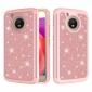 Case For Motorola MOTO E4 Glitter Bling Hard Silicone Hybrid Protective Cover - Rose gold - Click Image to Close