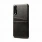 Cow Leather Case Wallet Card Holder Back Cover For Huawei P20 - Grey