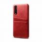 Cow Leather Case Wallet Card Holder Back Cover For Huawei P20 - Red