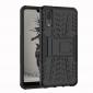 For Huawei P20 Hybrid Armor Shockproof Rugged Bumper Stand Case Cover - Black