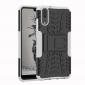 For Huawei P20 Hybrid Armor Shockproof Rugged Bumper Stand Case Cover - White