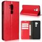 For LG G7 Crazy Horse Genuine Leather Case Flip Stand Card Slot - Red
