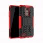 For LG LV3 2018 / LG Aristo 2 Shockproof Hybrid Kickstand Rubber Hard Case Cover - Red