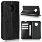 For Motorola Moto G6 Plus Crazy Horse Genuine Leather Case Flip Stand Card Slot - Black