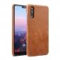 Genuine Leather Matte Back Hard Case Cover for Huawei P20 - Brown - Click Image to Close
