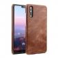 Genuine Leather Matte Back Hard Case Cover for Huawei P20 - Dark Brown - Click Image to Close