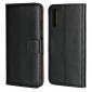 Ultra Slim Genuine Leather Flip Case Stand Wallet for Huawei P20 - Black - Click Image to Close