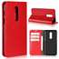 For OnePlus 6 Crazy Horse Genuine Leather Case Flip Stand Card Slot - Red