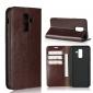 For Samsung Galaxy A6+ (2018) Premium Crazy Horse Genuine Leather Case Flip Stand Card Slot - Coffee
