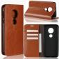 For Motorola Moto E5 Crazy Horse Genuine Leather Case Flip Stand Card Slot - Brown