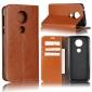 For Motorola Moto E5 Plus Crazy Horse Genuine Leather Case Flip Stand Card Slot - Brown