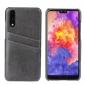 Oil Wax Card Holder Back PU Leather Case for Huawei P20 - Grey - Click Image to Close