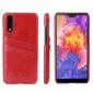 Oil Wax Card Holder Back PU Leather Case for Huawei P20 - Red - Click Image to Close