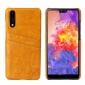 Oil Wax Card Holder Back PU Leather Case for Huawei P20 - Yellow - Click Image to Close