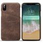 Leather Wallet Credit Card Slot Back Case Skin Cover for iPhone XS - Coffee