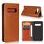 Flip Magnetic Wallet Genuine Leather Case Cover For Samsung Galaxy S10 - Brown