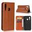 Genuine Leather Wallet Card Holder Case Magnetic Cover for Huawei Nova 4 - Brown