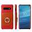 For Samsung Galaxy S10 Plus Ring Holder Kickstand Genuine Leather Case - Red