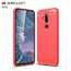 For Nokia X71 / Nokia 6.2 Ultra Light Carbon Fiber Armor Shockproof Brushed Silicone Grip Case - Red