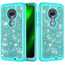 For Motorola Moto G7 / G7 Plus Glitter Bling Shockproof Hybrid Case Cover - Teal