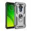 For Motorola Moto G7 Power Case Ring Holder Magnetic Stand Phone Cover - Silver