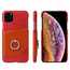 For iPhone 11 Pro Max Genuine Leather Wallet Case Ring Magnetic Cover - Red