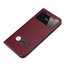 For iPhone 11 Pro Max Genuine Leather Window View Magnetic Flip Case Cover - Wine Red