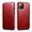 ICARER Curved Edge Vintage Genuine Leather Folio Case For iPhone 11 Pro - Red