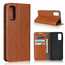 For Samsung Galaxy S20 - Genuine Leather Case Wallet Stand Flip Cover - Brown