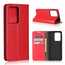 For Samsung Galaxy S20 Ultra - Genuine Leather Case Wallet Stand Phone Cover - Red