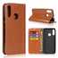 For Motorola Moto E6 Plus - Genuine Leather Case Wallet Stand Flip Cover - Brown