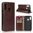 For Motorola Moto E6 Plus - Genuine Leather Case Wallet Stand Flip Cover - Coffee
