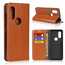For Motorola Moto One Vision - Genuine Leather Case Wallet Stand Flip Cover - Brown