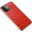 For iPhone 14 13 Pro Max Case Crocodile Genuine Leather Back Cover - Click Image to Close