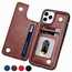 For iPhone 15 13 14 Pro Max Case Leather Card Wallet Slot Kickstand Cover