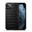 For iPhone 14 13 Pro Max Genuine Leather Case Crocodile Back Cover - Black